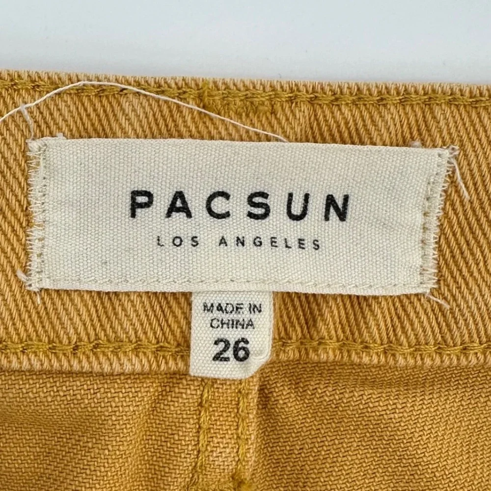 Pacsun‎ Distressed Mini Skirt Frayed Hem Rips Mustard Yellow Size 26